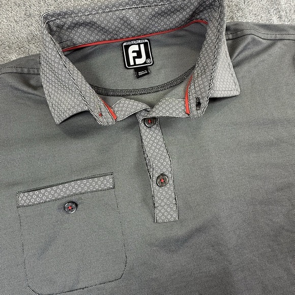 FootJoy Other - FootJoy Gray White Pattern Golf Polo Men's Medium Athletic Fit Short‎ Sleeve